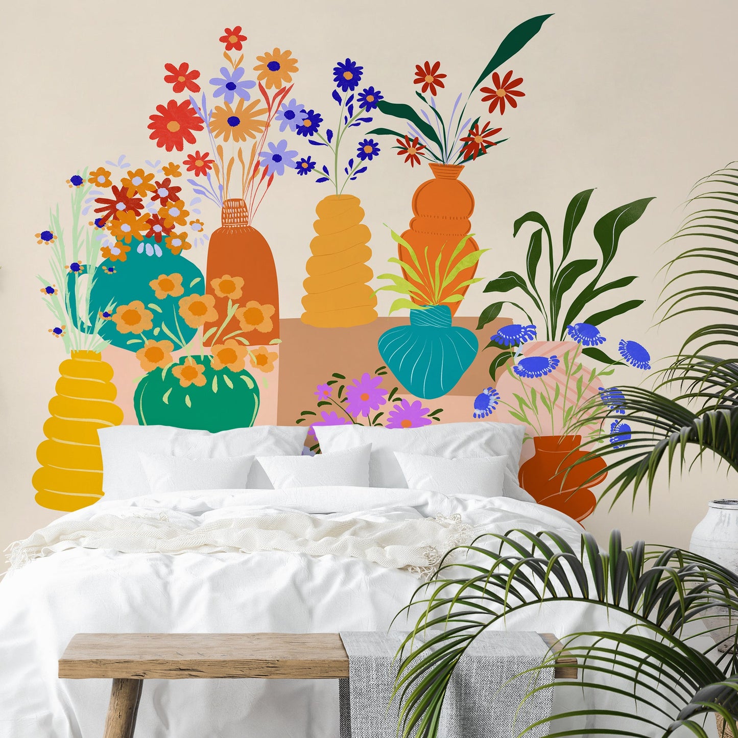 Peel & Stick Wall Mural - My Colourful Vases By Lunette by Parul