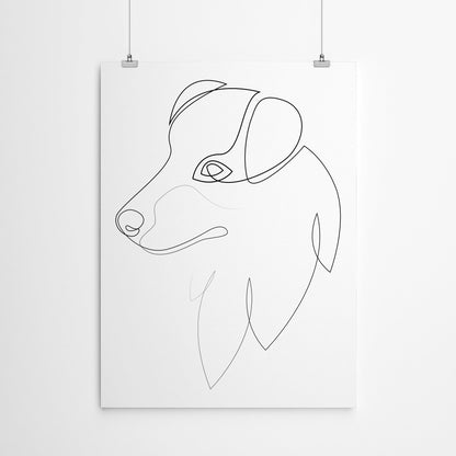 Australian Shepherd One Line by Addillum - Canvas, Poster or Framed Print