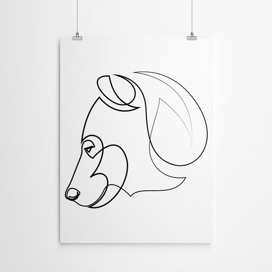 Bear One Line by Addillum - Canvas, Poster or Framed Print