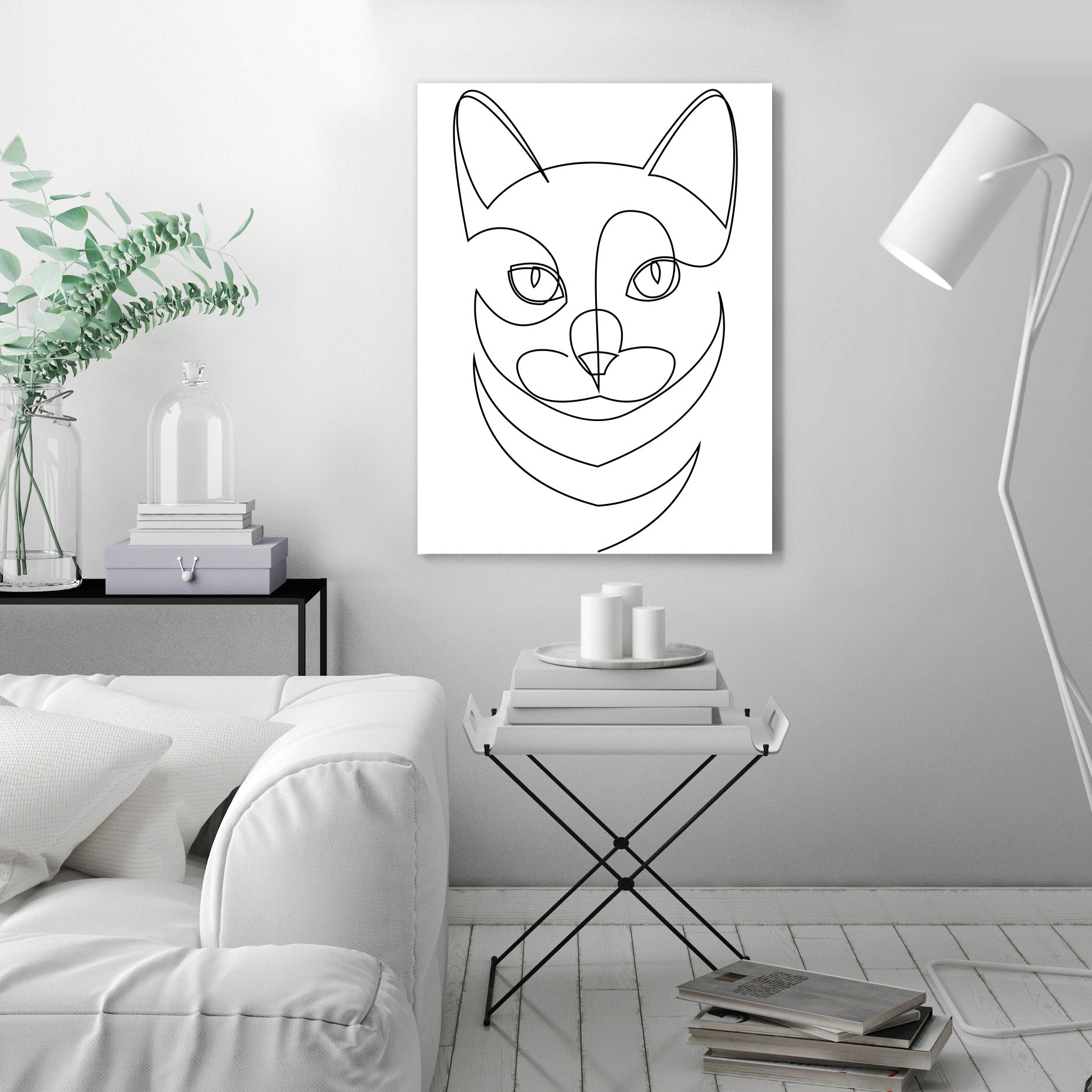 One Line Cat by Addillum - Canvas, Poster or Framed Print