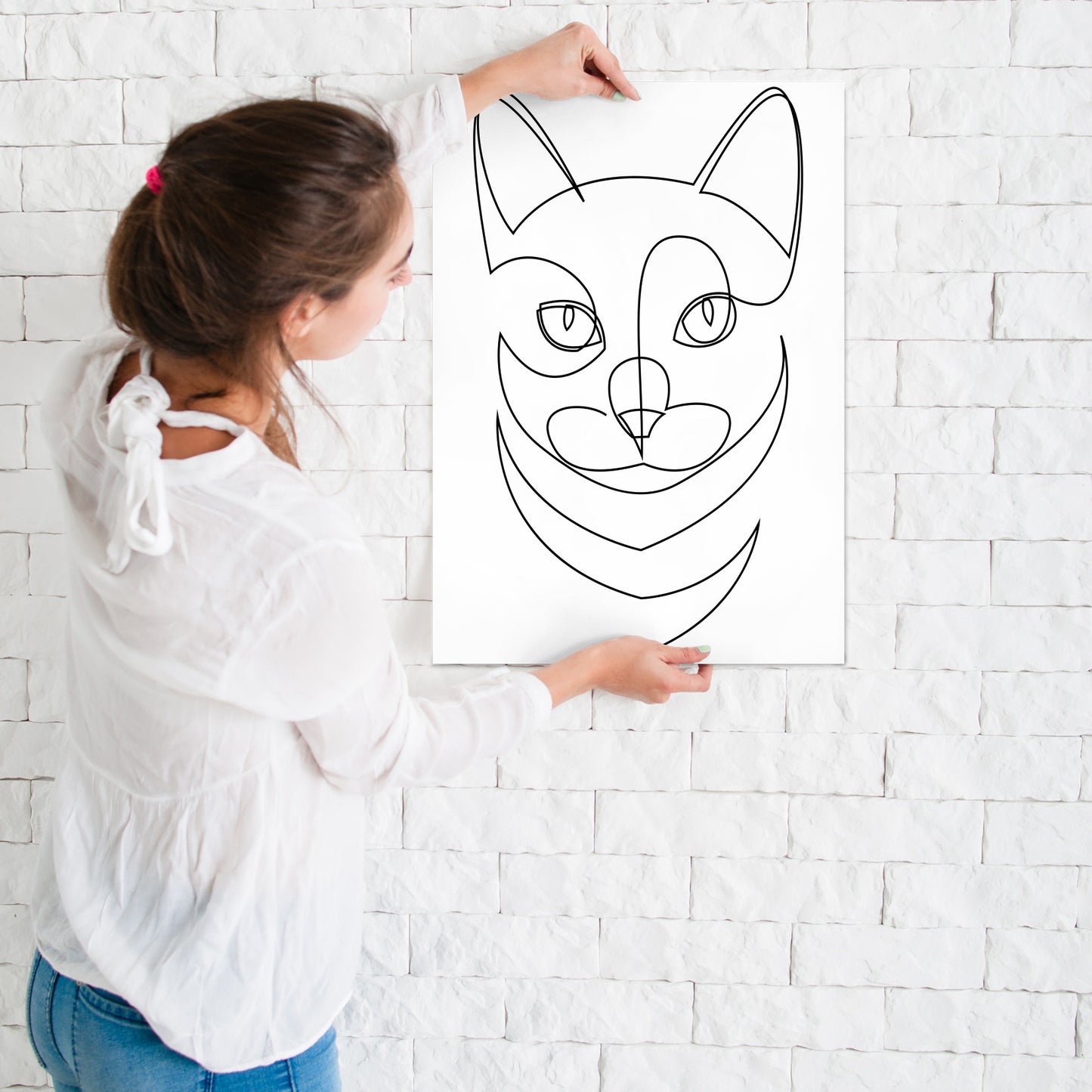 One Line Cat by Addillum - Canvas, Poster or Framed Print