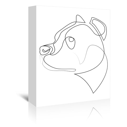 Pitbull One Line by Addillum - Canvas, Poster or Framed Print