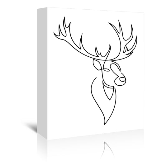Stag One Line by Addillum - Canvas, Poster or Framed Print