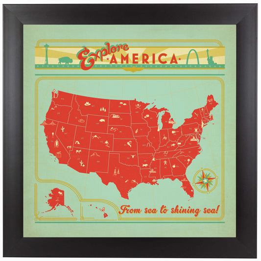 Map USA by Anderson Design Group Framed Print - Americanflat