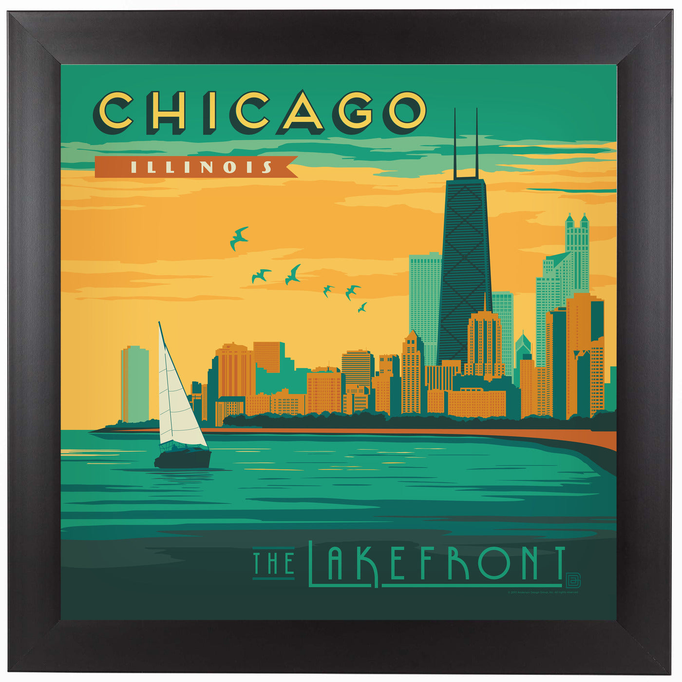 Chicago Lakefront Square by Anderson Design Group Framed Print - Americanflat