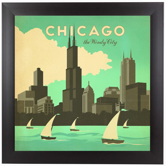 Chicago Windy City Square by Anderson Design Group Framed Print - Americanflat