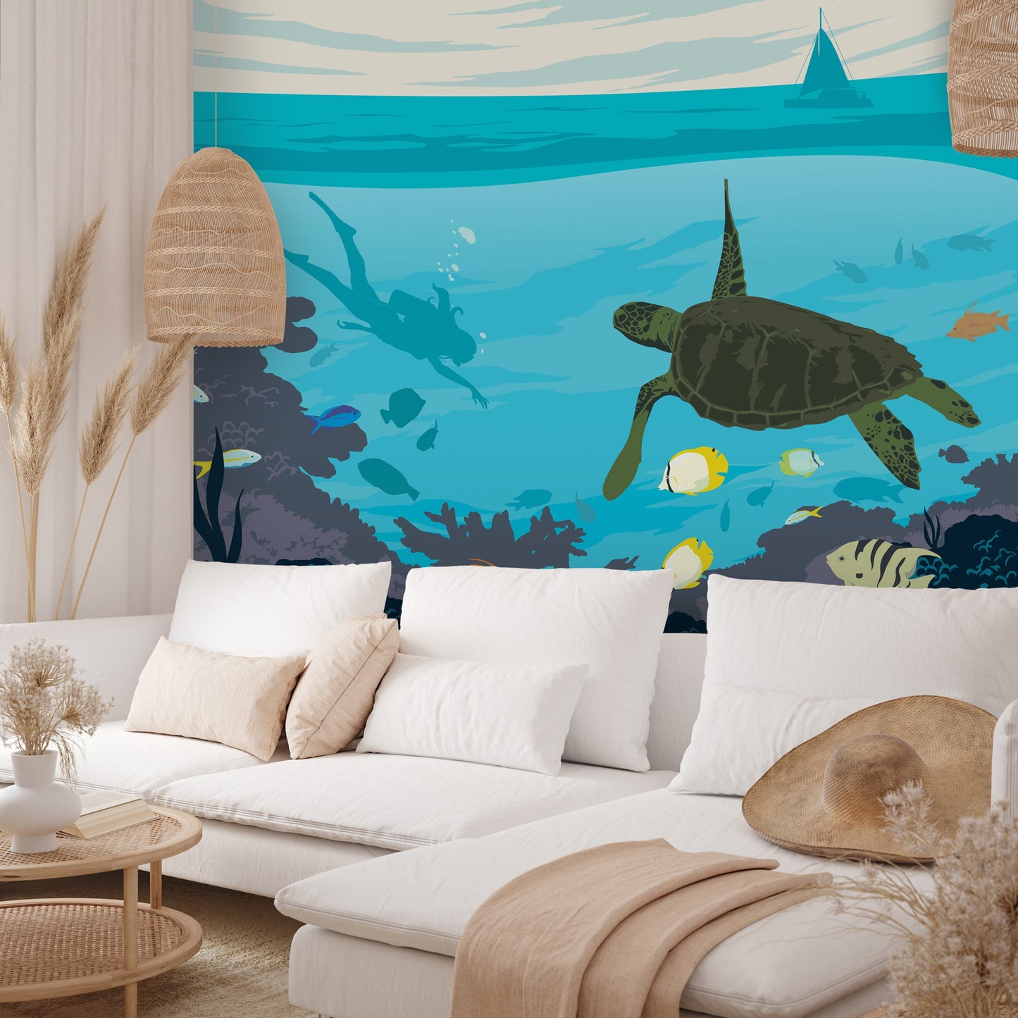 Peel & Stick Wall Mural - Diving in Biscayne National Park By Anderson Design Group