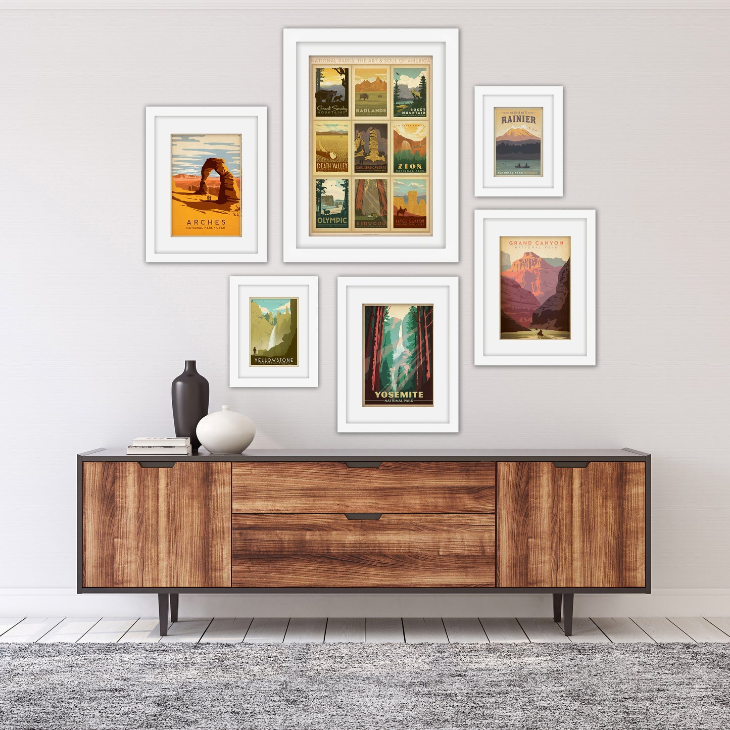 Americanflat Botanical Modern (set Of 6) Framed Prints Gallery Wall Art Set  Green Mountains By Louise Robinson : Target