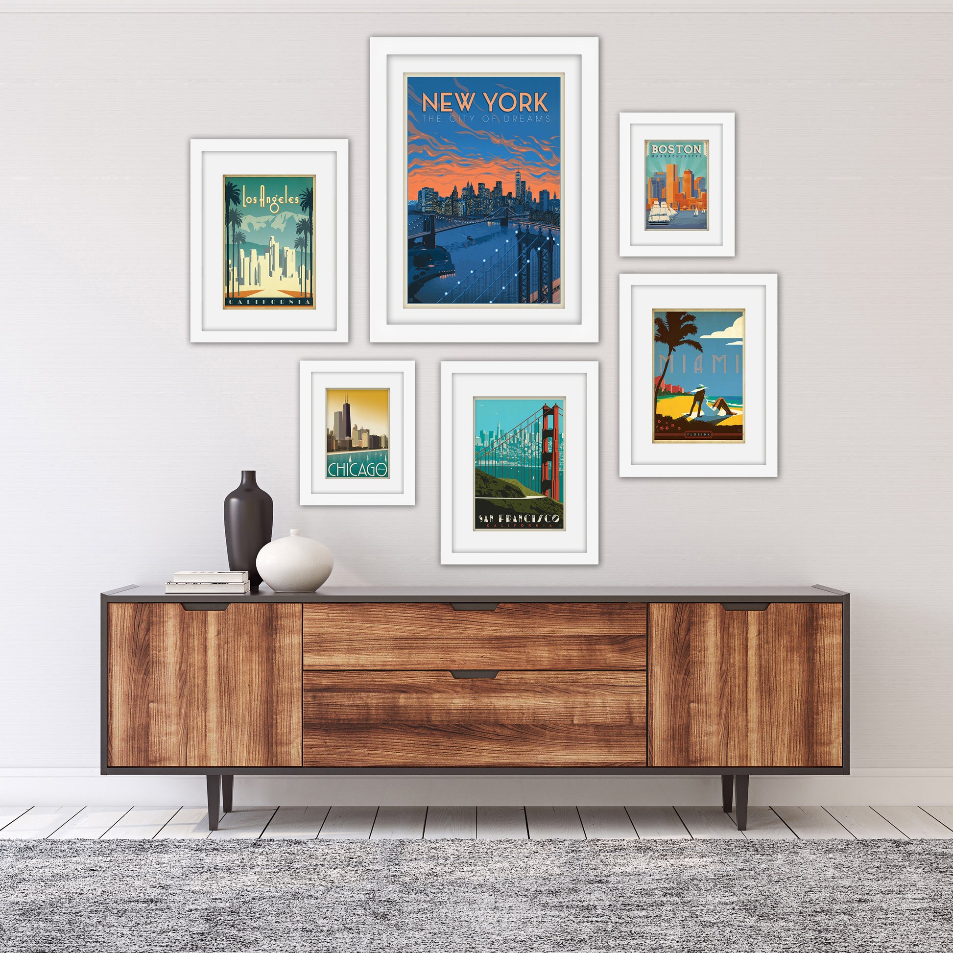 United States Cities - 6 Piece Framed Gallery Wall Set - Americanflat