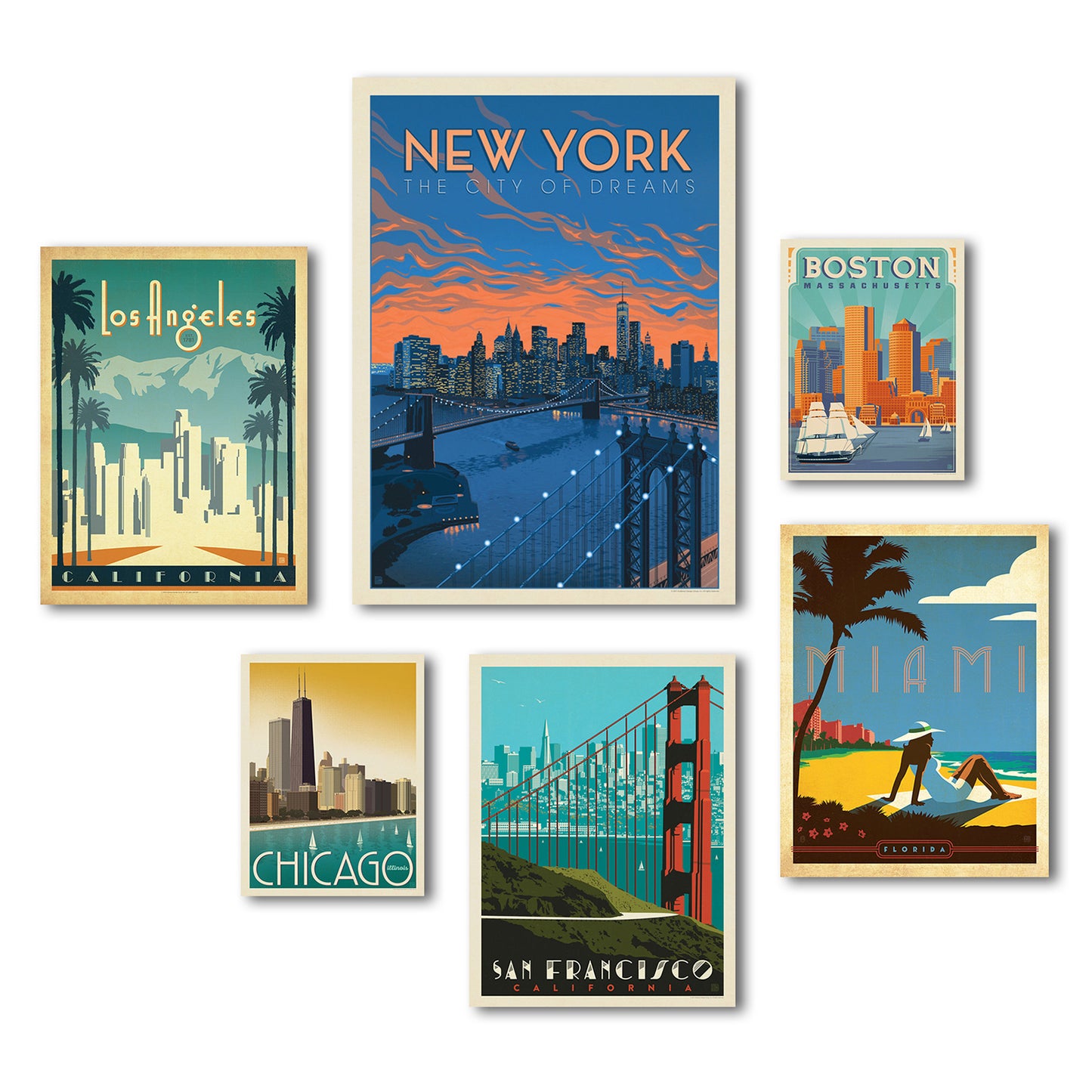 United States Cities by Anderson Design Group Canvas Art Set - Wrapped Canvas - Americanflat