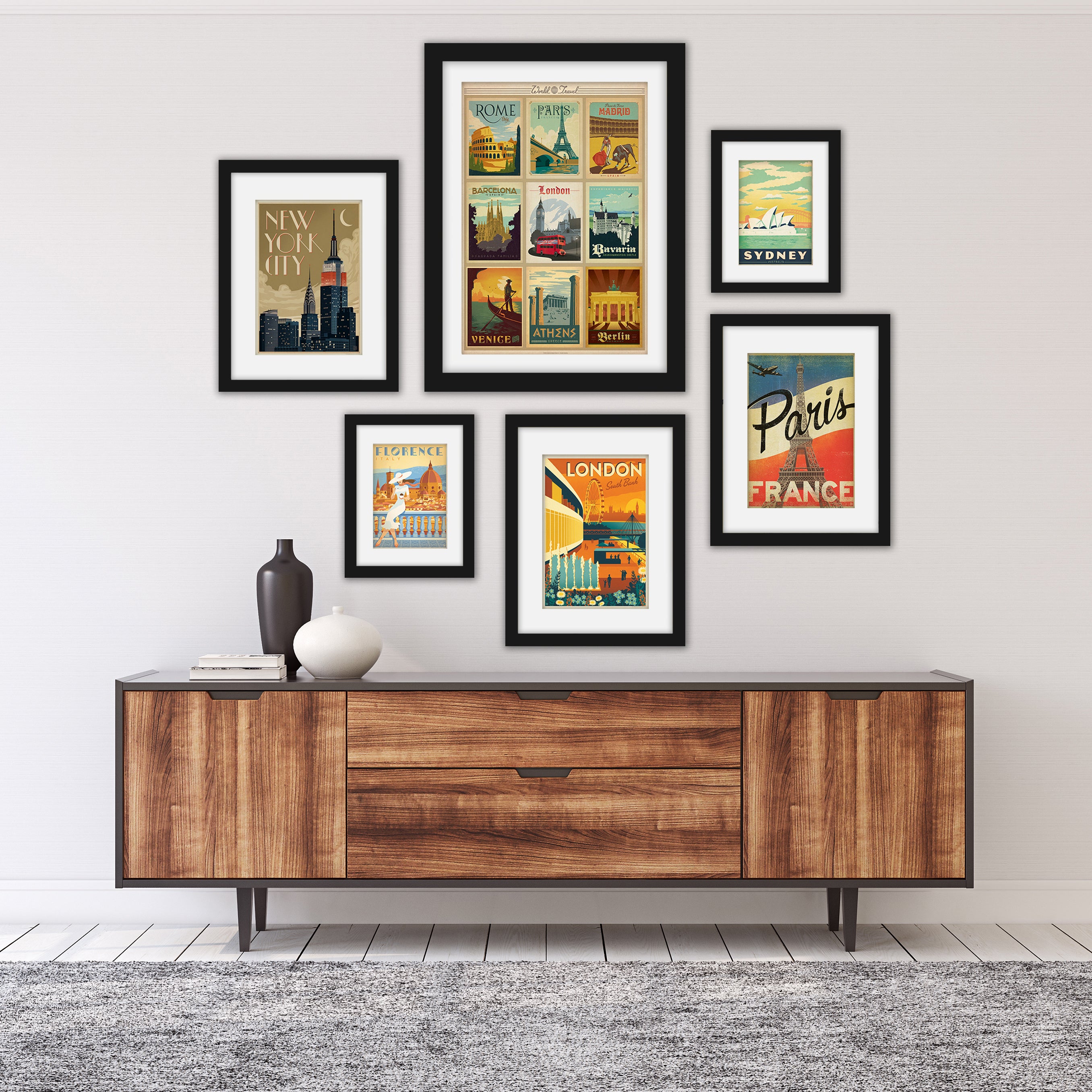 World Cities by Anderson Design Group - 6 Piece Framed Gallery Wall Set - Americanflat