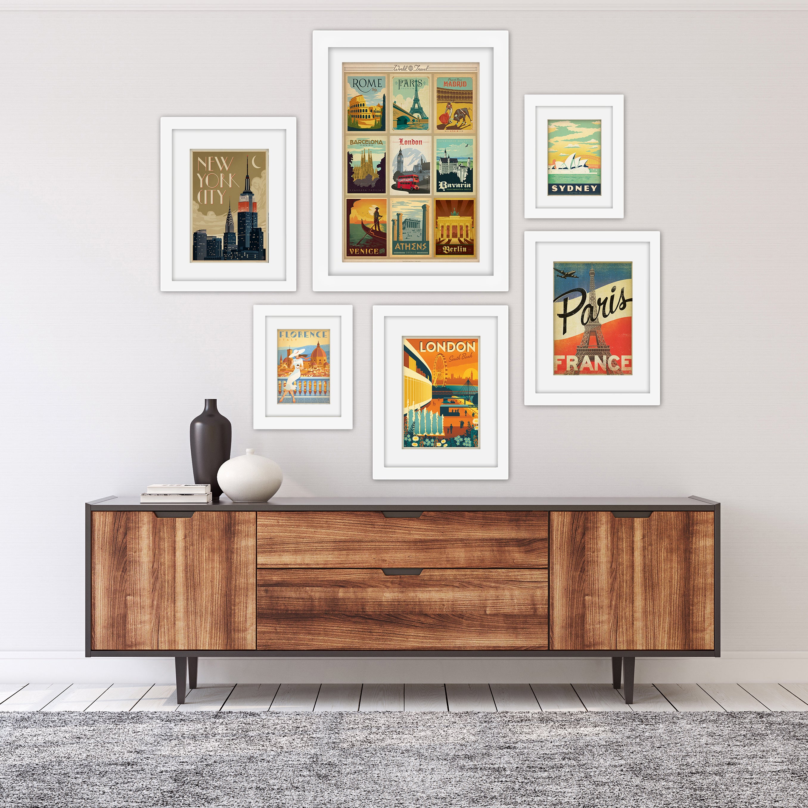 World Cities by Anderson Design Group - 6 Piece Framed Gallery Wall Set - Americanflat