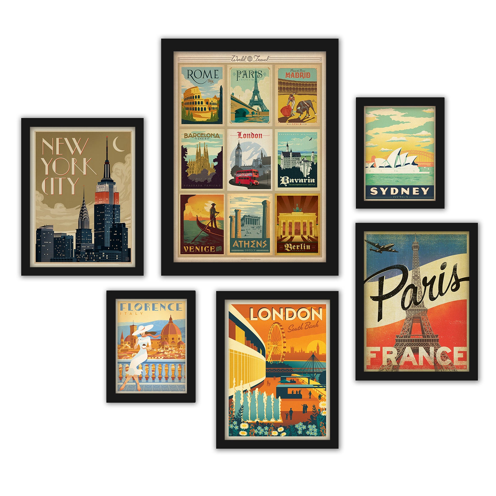 World Cities by Anderson Design Group Framed Art Set - Art Set - Americanflat