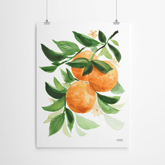 Oranges No 2 Watercolor by Michelle Mospens - Canvas, Poster or Framed Print