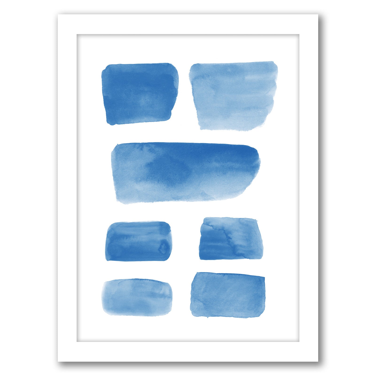 Abstract Blue Watercolor Shapes by Thomas Succes - Canvas, Poster or Framed Print
