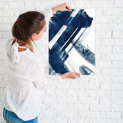 Abstract Blue Watercolor Strokes by Thomas Succes - Canvas, Poster or Framed Print