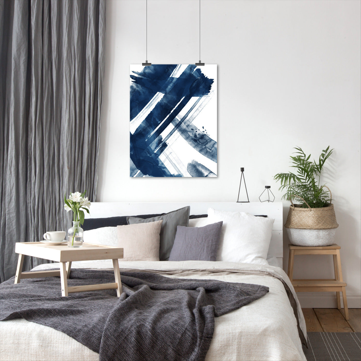 Abstract Blue Watercolor Strokes by Thomas Succes - Prints