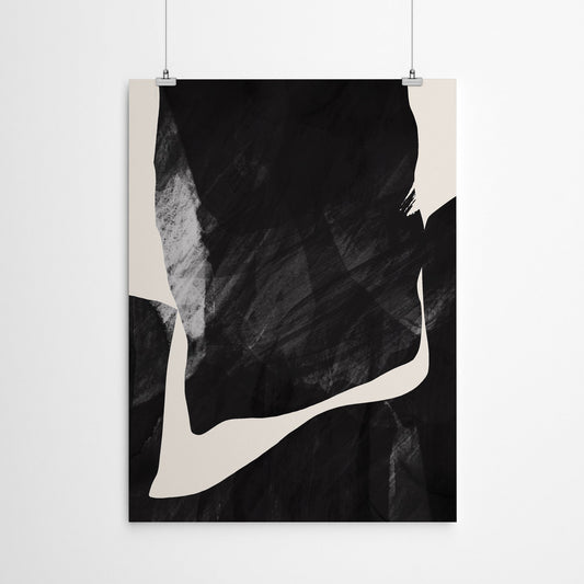 Black And Beige Abstract Shapes by Thomas Succes - Canvas, Poster or Framed Print