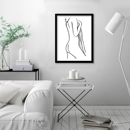Nude Woman Line Art 001 by Thomas Succes - Canvas, Poster or Framed Print