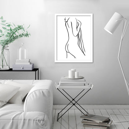 Nude Woman Line Art 001 by Thomas Succes - Canvas, Poster or Framed Print
