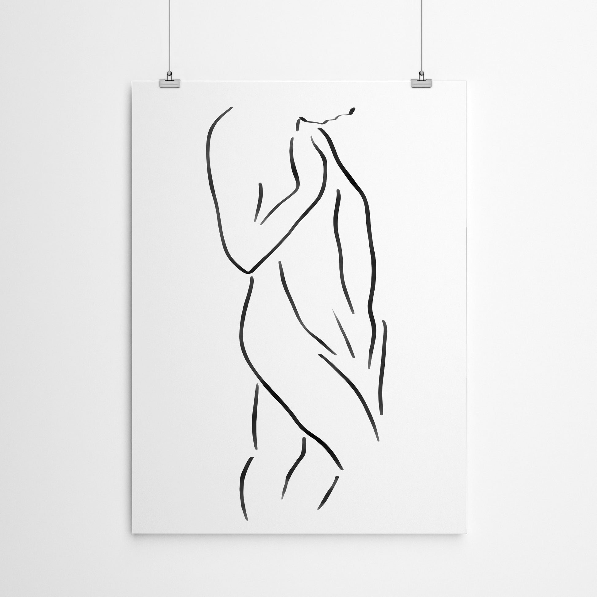 Nude Woman Line Art 002 by Thomas Succes - Canvas, Poster or Framed Print