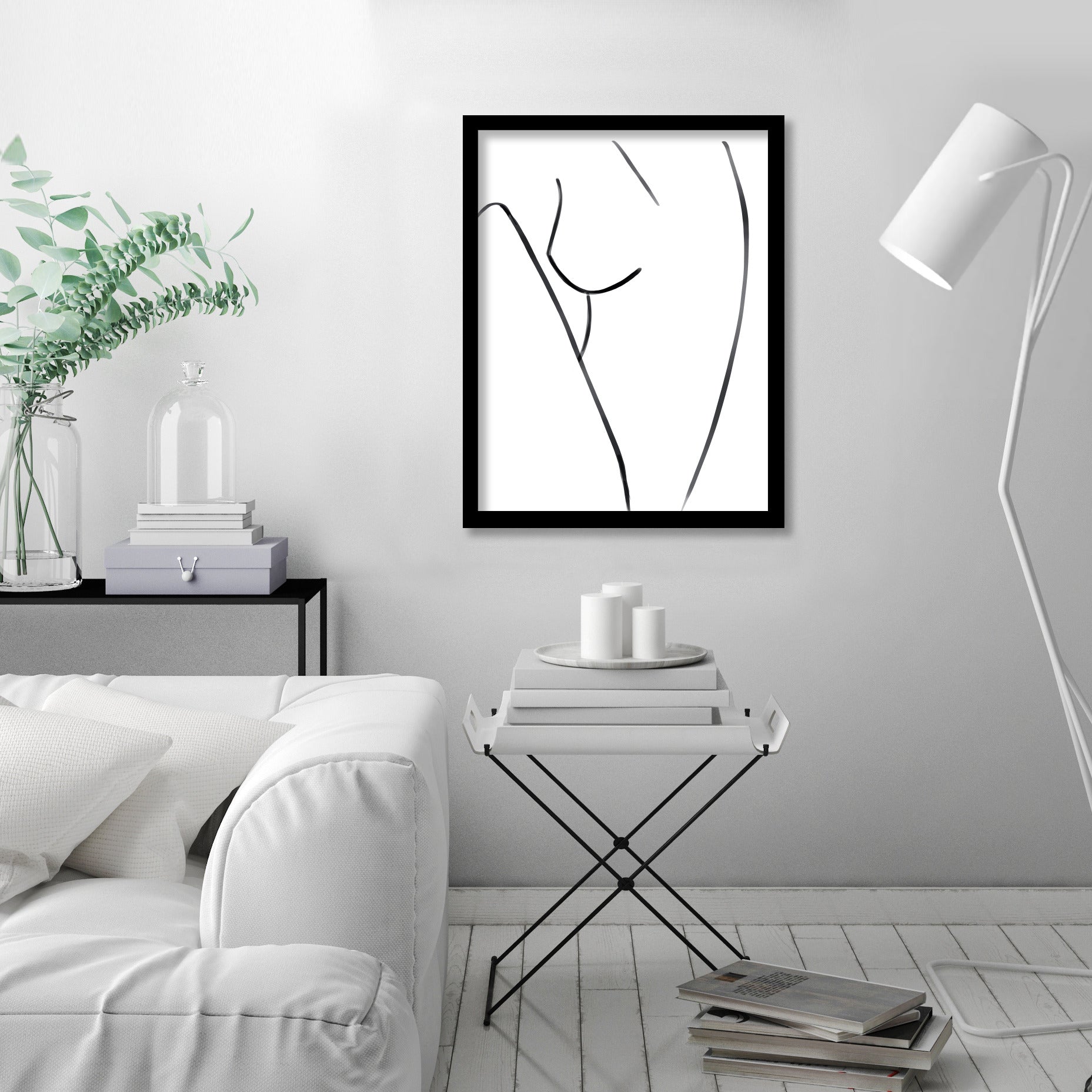 Nude Woman Line Art 004 by Thomas Succes - Canvas, Poster or Framed Print