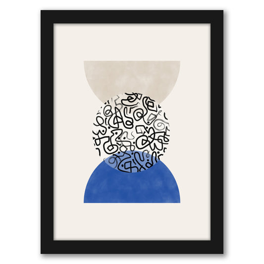 Blue Beige Mid Century Shapes 1 by The Print Republic - Canvas, Poster or Framed Print