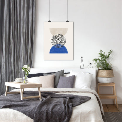 Blue Beige Mid Century Shapes 1 by The Print Republic - Prints