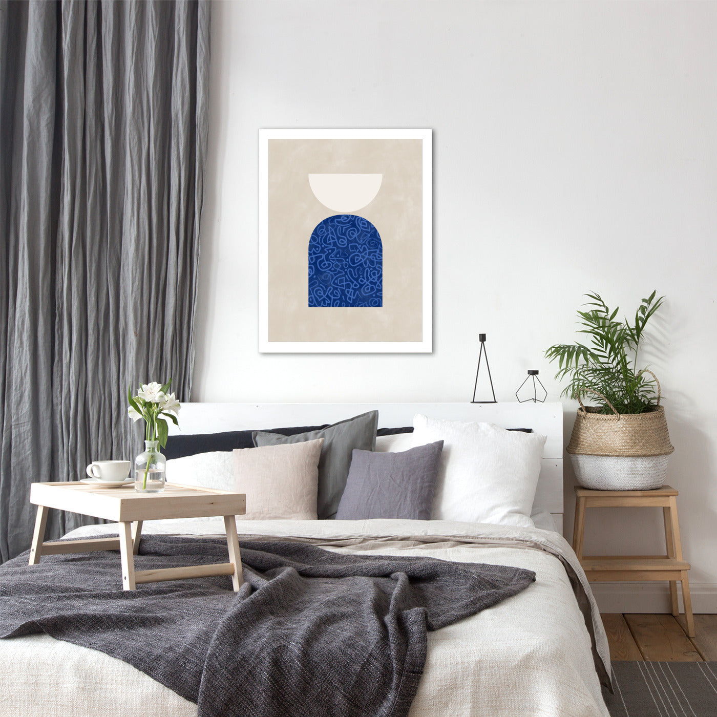 Blue Beige Mid Century Shapes 2 by The Print Republic - Frames