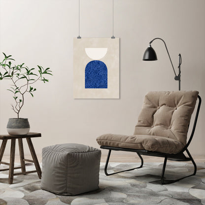 Blue Beige Mid Century Shapes 2 by The Print Republic - Prints