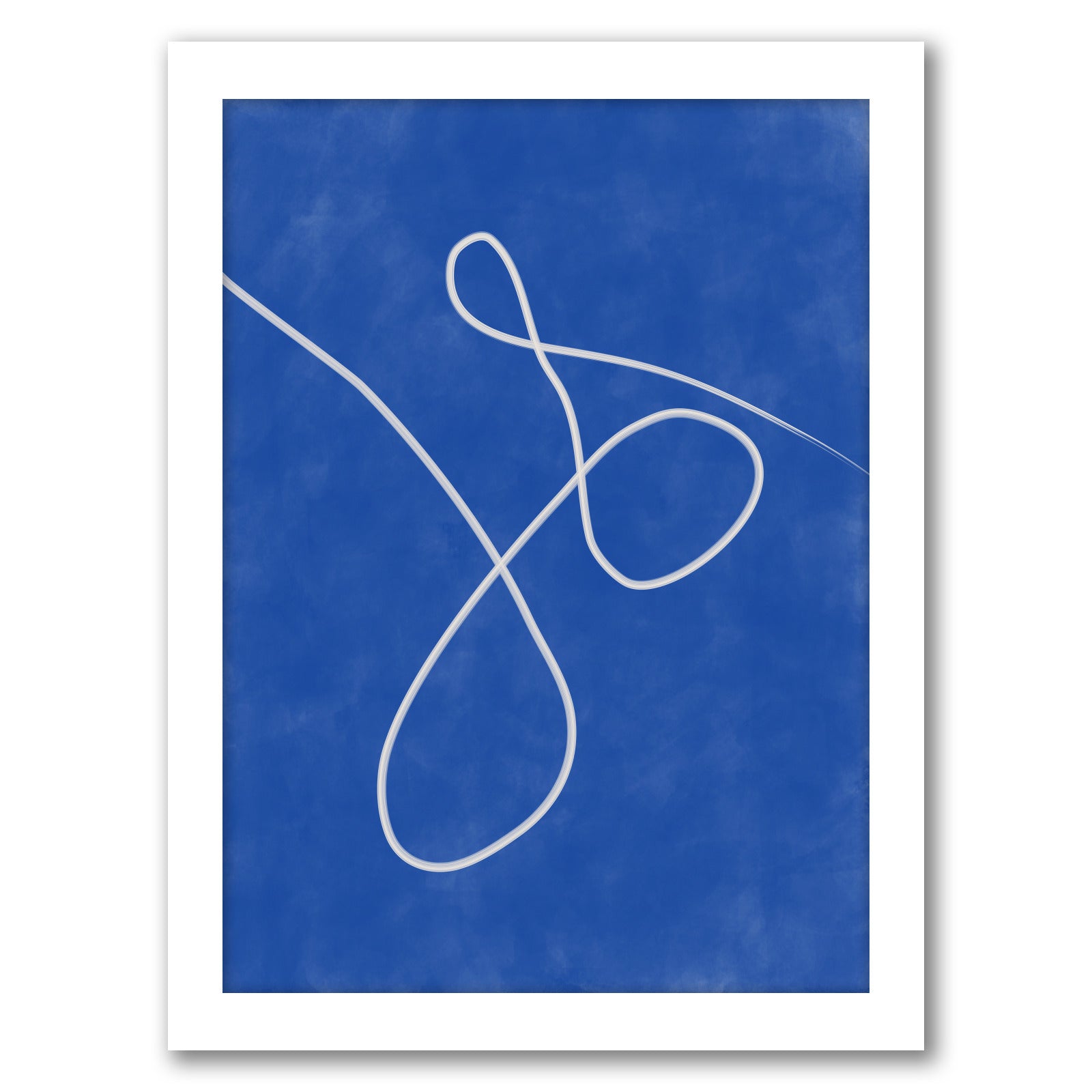 Cobalt Blue Beige Continuous Line Drawing 2 by The Print Republic - Canvas, Poster or Framed Print