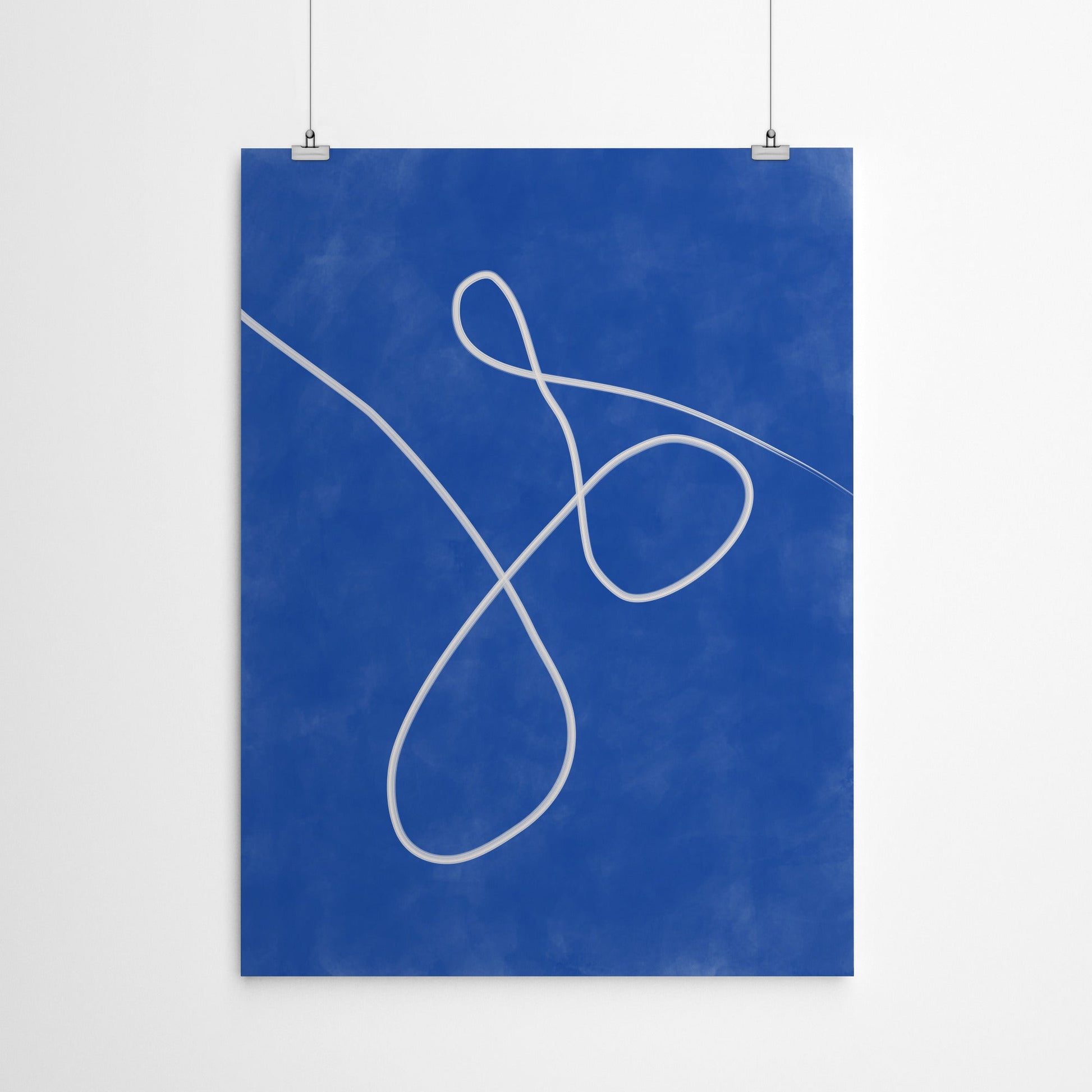 Cobalt Blue Beige Continuous Line Drawing 2 by The Print Republic - Canvas, Poster or Framed Print