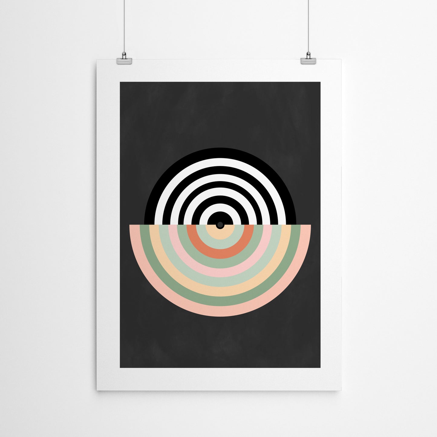 Mid Century Modern Geometric Pink And Green 2 by The Print Republic - Canvas, Poster or Framed Print