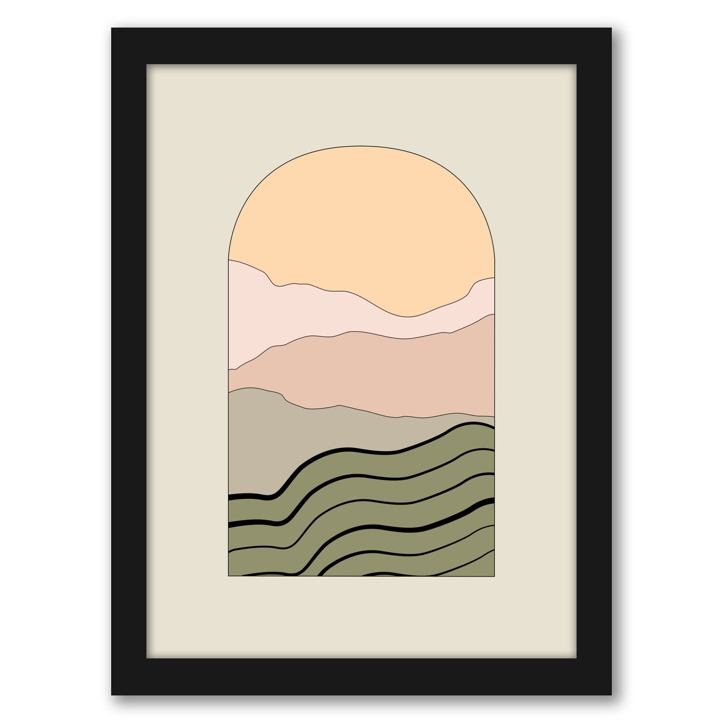 Mid Century Neutral Abstract Landscape 3 by The Print Republic - Canvas, Poster or Framed Print