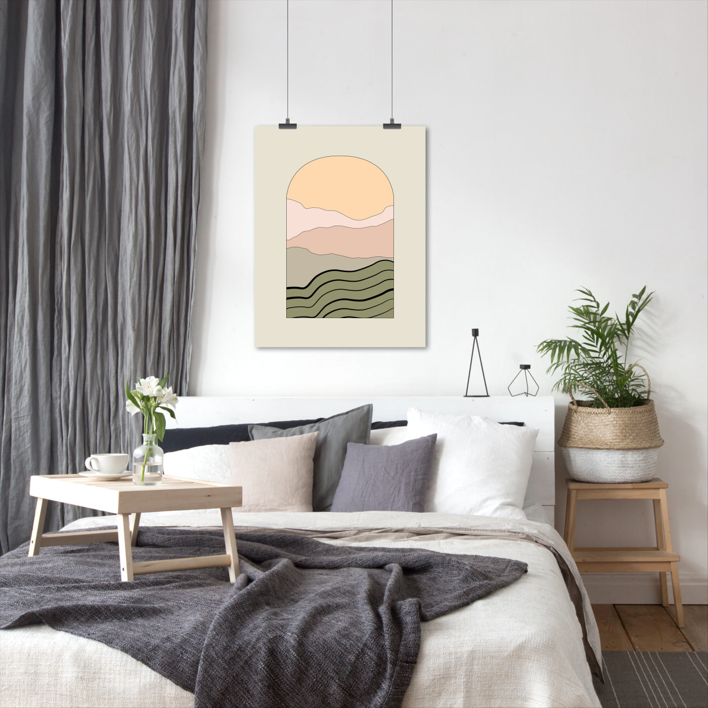 Mid Century Neutral Abstract Landscape 3 by The Print Republic - Canvas, Poster or Framed Print