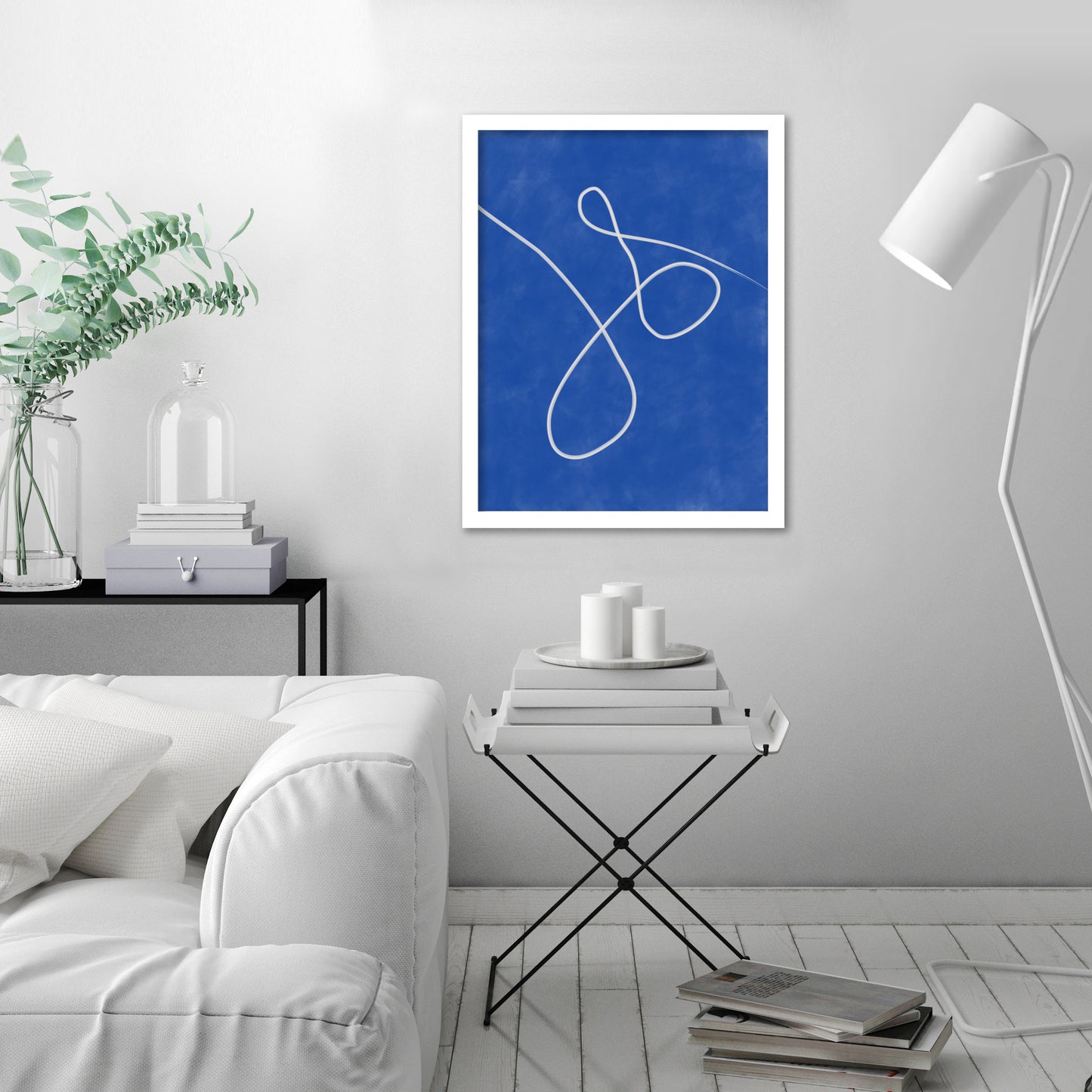 Minimalist Blue Geometric Boho Line Art 1 by The Print Republic - Canvas, Poster or Framed Print
