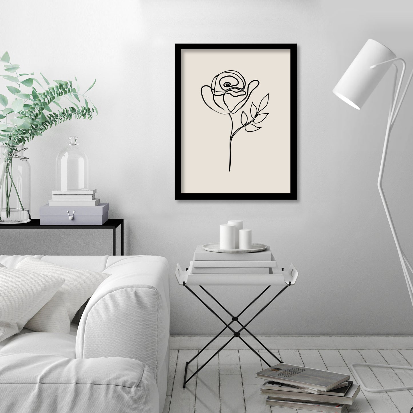 Minimalist Flower Line Neutral 2 by The Print Republic - Canvas, Poster or Framed Print