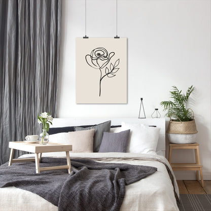 Minimalist Flower Line Neutral 2 by The Print Republic - Canvas, Poster or Framed Print
