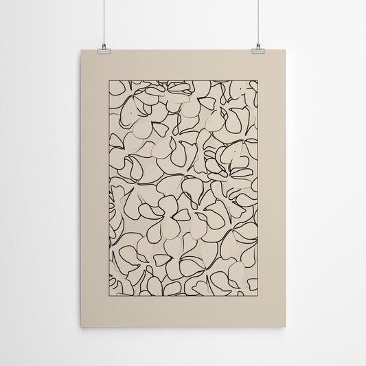 Minimalist Flower Line Neutral 4 by The Print Republic - Canvas, Poster or Framed Print