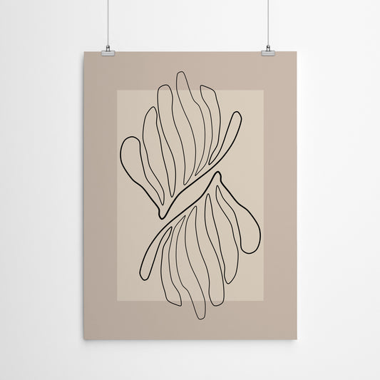 Minimalist Flower Line Neutral 5 by The Print Republic - Canvas, Poster or Framed Print