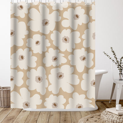 Minimalist Flower Line Neutral 6 by The Print Republic - Shower Curtain