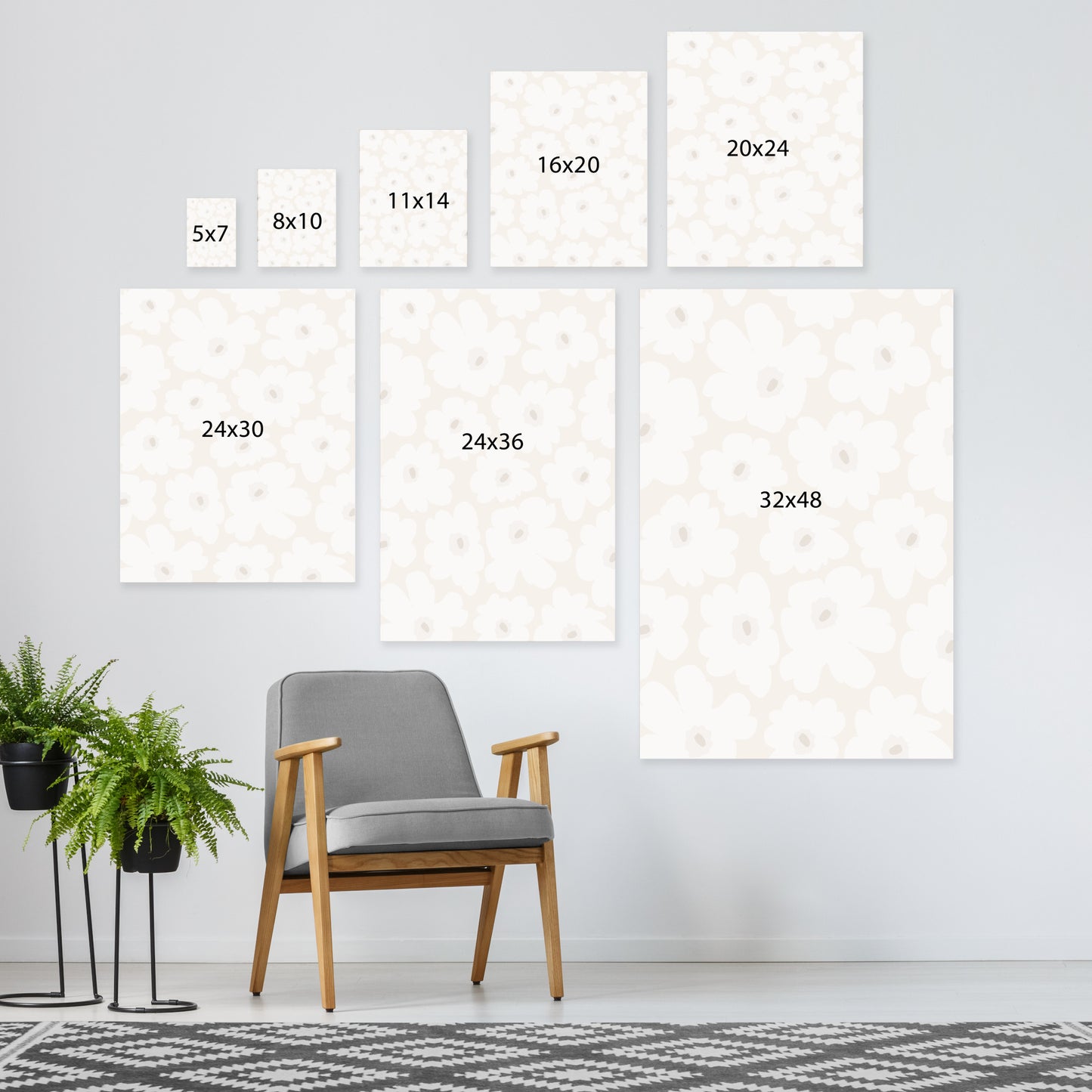 Minimalist Flower Line Neutral 6 by The Print Republic - Canvas, Poster or Framed Print