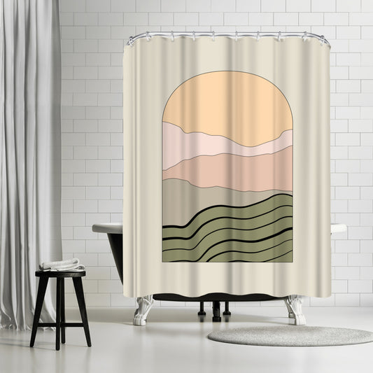 Neutral Landscape Minimalist Watercolor 2 by The Print Republic - Shower Curtain, Shower Curtain, 74" X 71"