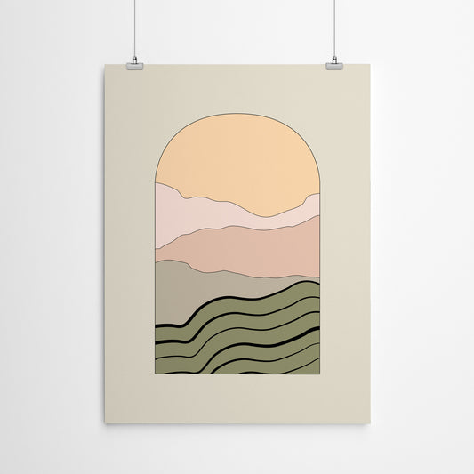 Neutral Landscape Minimalist Watercolor 2 by The Print Republic - Canvas, Poster or Framed Print