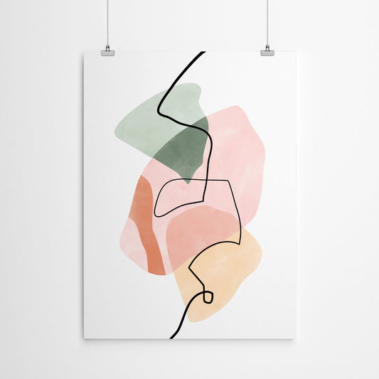 Neutral Minimalist Pink Green Abstract 4 by The Print Republic - Canvas, Poster or Framed Print
