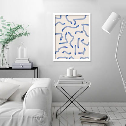 Royal Blue Abstract Line Shapes 2 by The Print Republic - Canvas, Poster or Framed Print