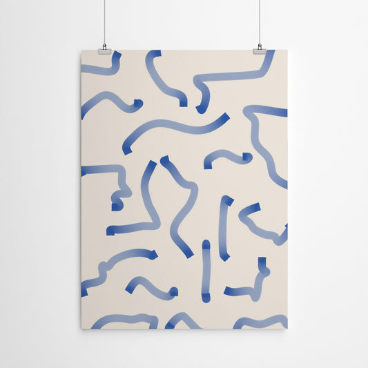 Royal Blue Abstract Line Shapes 2 by The Print Republic - Canvas, Poster or Framed Print