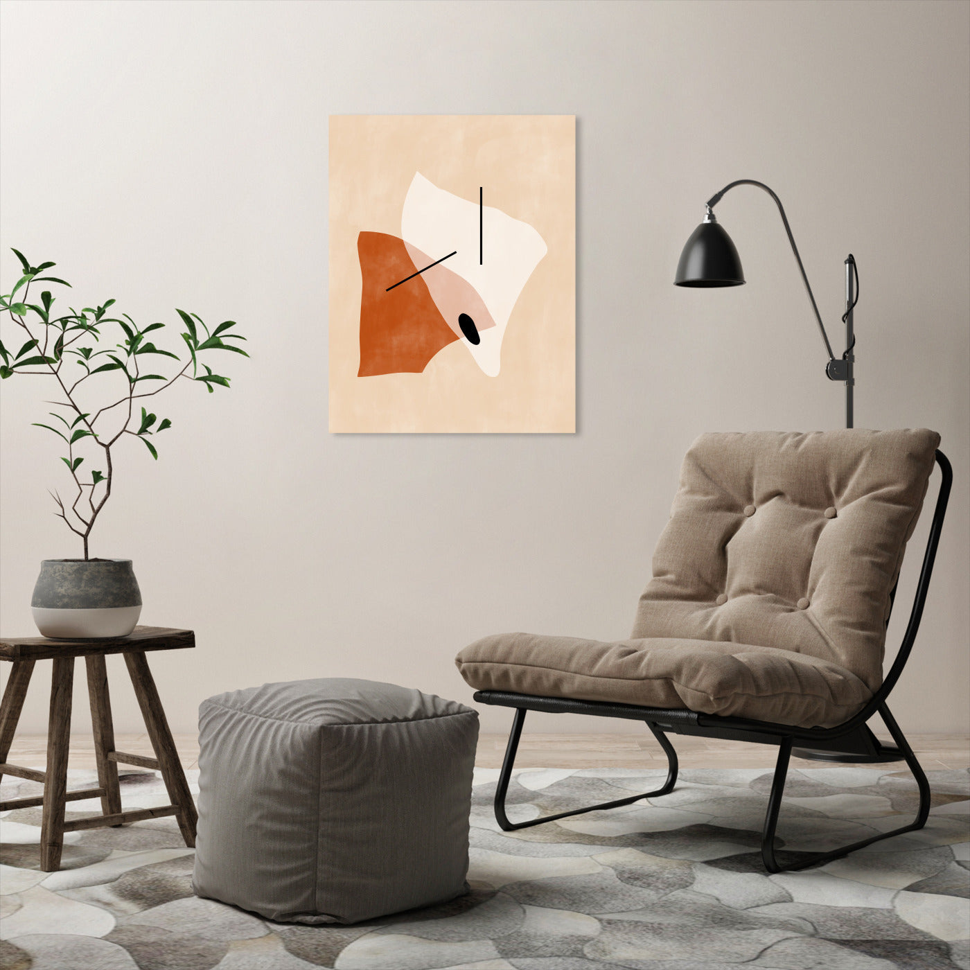 Terracotta Burnt Orange Abstract Shapes 1 by The Print Republic - Canvas, Poster or Framed Print