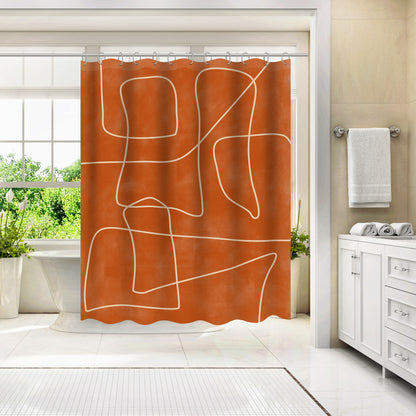 Terracotta Burnt Orange Abstract Shapes 2 by The Print Republic - Shower Curtain