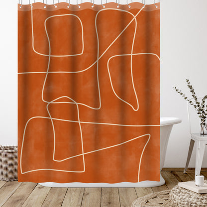 Terracotta Burnt Orange Abstract Shapes 2 by The Print Republic - Shower Curtain